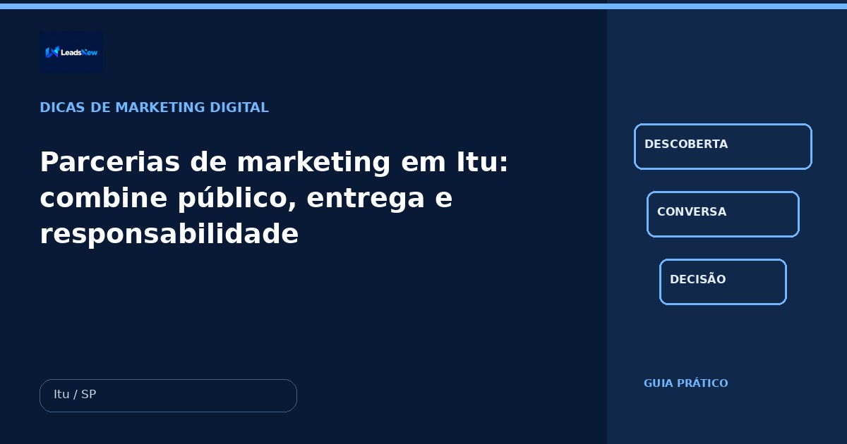 Parcerias de marketing em Itu: combine público, entrega e responsabilidade