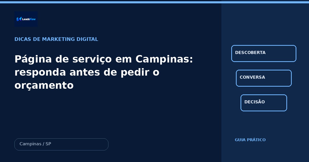 Página de serviço em Campinas: responda antes de pedir o orçamento